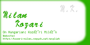 milan kozari business card